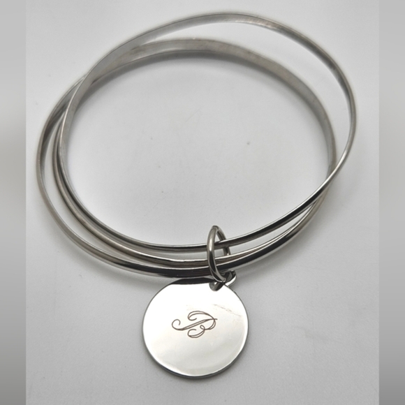 ๐ข3/$19๐ข Initial Monogram Letter B Silver Bangle Bracelet Set - Picture 3 of 4